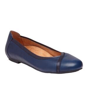 Vionic Women's Leather Comfort‎ Slip-On Caroll Ballet Flats Shoes Navy Size 7